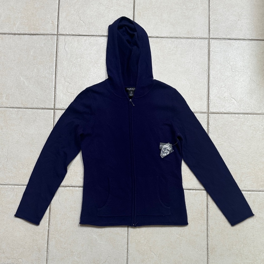 Lord & Taylor Purple Cashmere Zip-Up Sweater